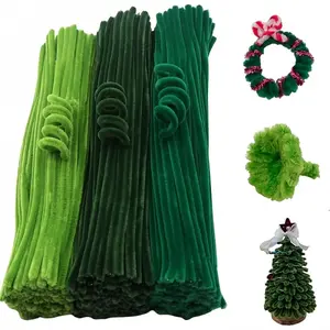 300 pieces of green twist sticks, thick plush chenille twist sticks, used for DIY craft projects and Christmas tree decorations