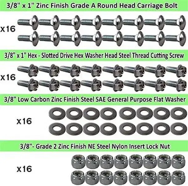 CasterHQ Brand | 3/8" Caster Plate Mounting Hardware Combo Pack - 16 Pieces of Each