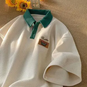 Men’s Retro Polo Shirt | Loose Fit Heavyweight Cotton T‑Shirt | Casual Short‑Sleeve Top | Comfortable Vintage‑Style Half‑Sleeve Oversized Aesthetic GARMENTARY