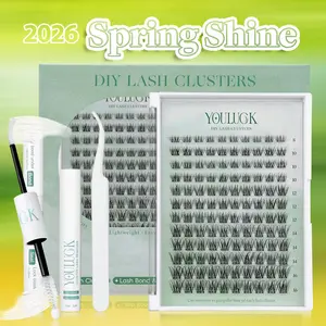 YOULUCK Natural Lash Clusters Kit with Ultra-Thin Band Bond & Seal Long-Lasting Individual Lashes for Girls Makeup Kit Waterproof & Lightweight