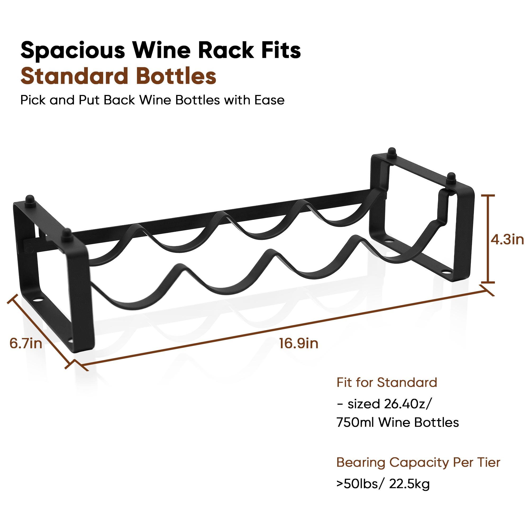 Black Metal 4-Bottle Countertop Wine Rack - Wave-Shaped Home Organizer for Wine Bottle Storage Glass Brewing & Juicing Space-Saving Anti-Rust Clip