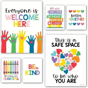 Colorful Diversity Posters for Classroom, 6 Counts/set Diversity Decorations for Classroom Posters, Teacher Posters for Classroom Decor, Classroom Supplies, Learning Materials