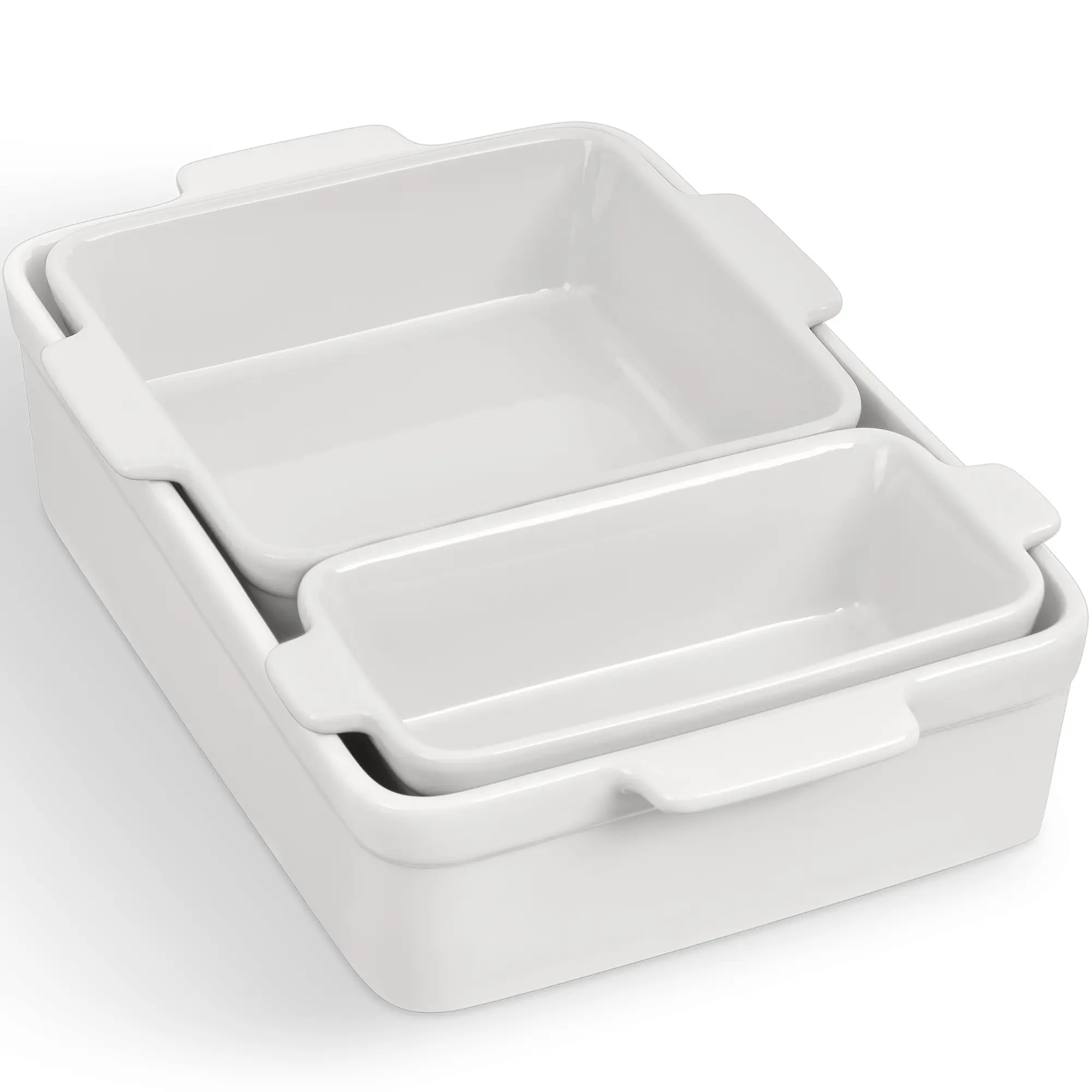 Best Choice Products Ceramic Bakeware Set of 3 Casserole, Loaf, and Square Dishes w/ Handles