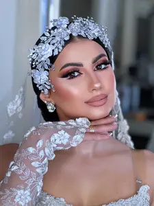 1PCS Shiny Alloy Floral Bridal Headband, Wedding Bride Tiara Perfect for Weddings, Vacations, Birthdays & Parties, Elegant Hair Accessory for Woman