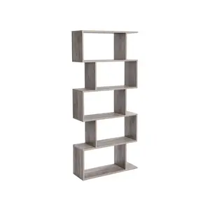 VASAGLE Wooden Bookcase, Display Shelf and Room Divider, Freestanding Decorative Storage Shelving, 5-Tier Bookshelf, 9.4D x 27.6W x 62.6H