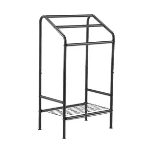 VEVOR Towel Rack, 2 Bars Metal Outdoor Towel Holder, Freestanding Pool Towel Hanger Stand Next to Hot Tub, Outdoor or Indoor Quilt Drying Rack Organizer, Ideal for Poolside, Bathroom, Spa, WhiteVEVOR Super Brand Day