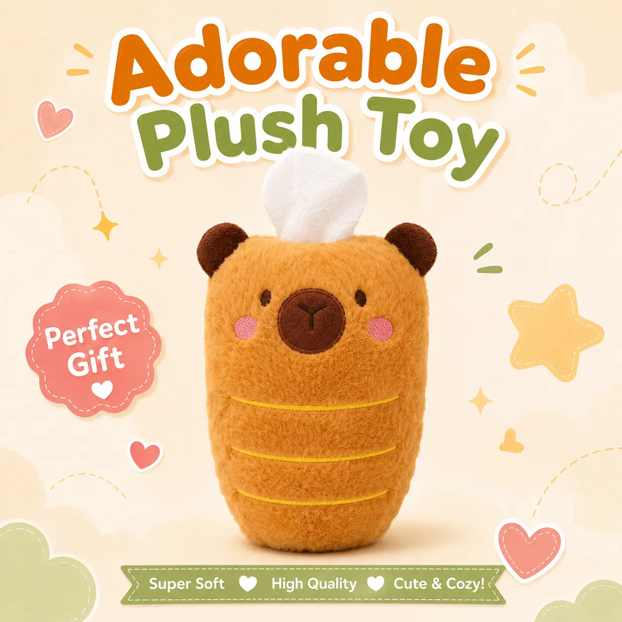Cute Bread Plush – Soft Cozy Room Decor & Gift