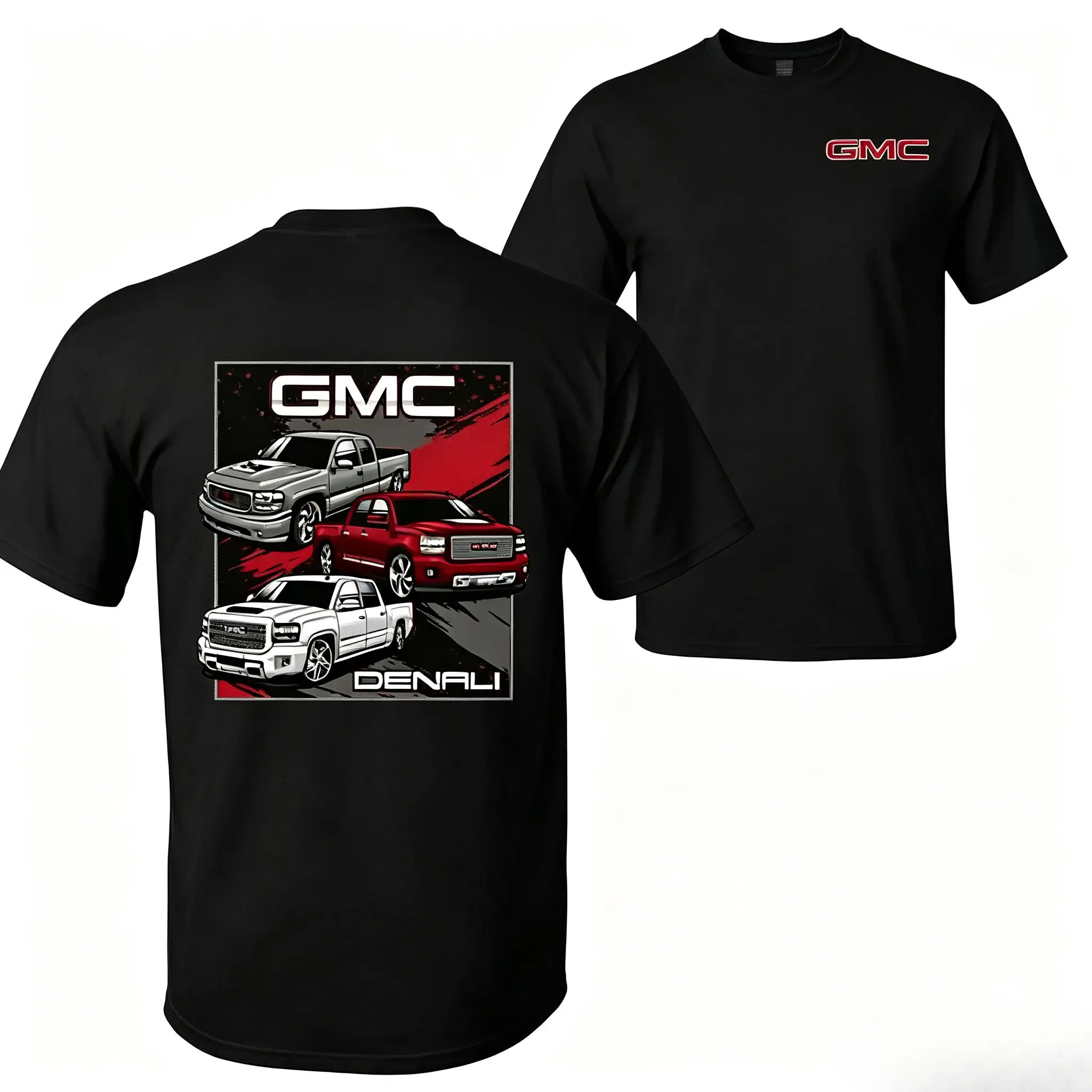Dual‑Sided GMC Denali Pickup Truck Graphic Tee, Classic American Truck Unisex 100% Cotton T‑Shirt, Retro Automotive Streetwear Top For Truck & Car Enthusiast Fans
