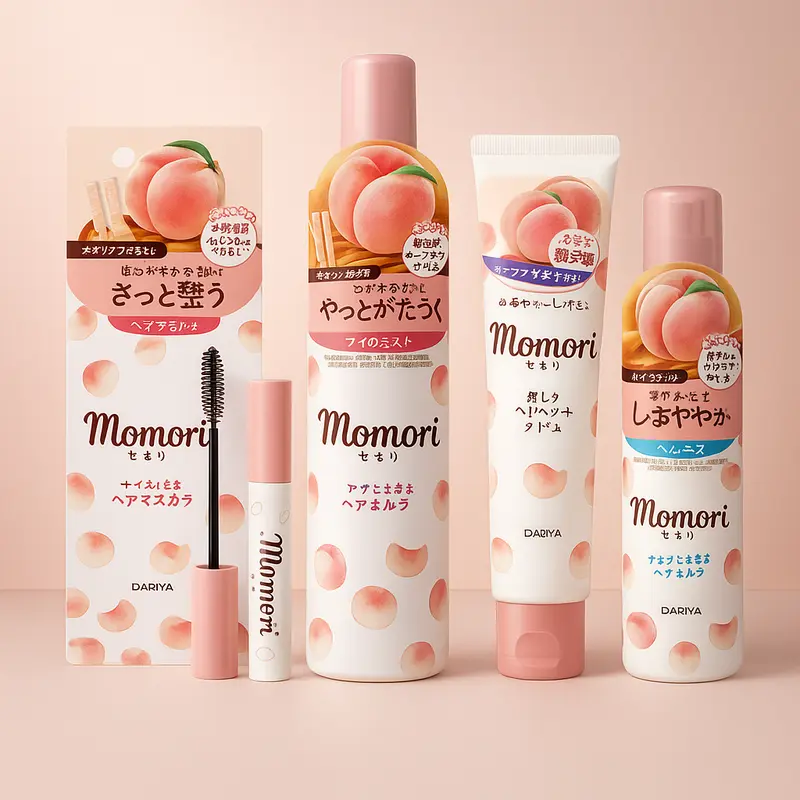 Momori Peach Hair Care Bundle, Hair Cream, Hair Milk, Hair Mist, Style Stick for Smooth Hair, Frizz Hair, Hydrated with "Fruity Fleur"