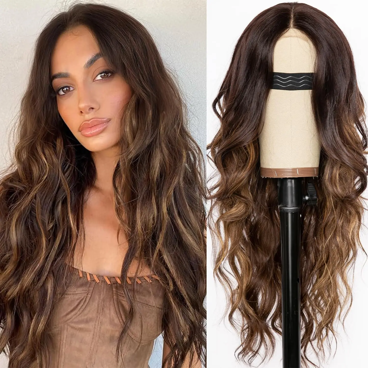 Brown with Blonde Highlight