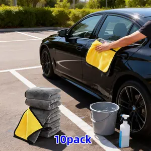 10PCs-Car Cleaning Drying Cloth (11.81"x11.81"),Car Care Cloth, Car Auto Wash Towel, Double-Sided Two-Tone Microfiber Detailing Towel,Professional Car Washing Accessories, Car Cleaning Supplies, Car Detailing Products