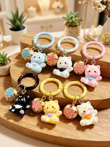 Cute Cartoon Cat Keychain Set of 6, Adorable Backpack Accessories, Perfect Gift for Friends and Couples, Girls' Bag Decorations