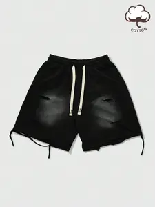 Men's Vintage Snowflake Spray Cut Cotton Sport Shorts, Casual Fitted Graphic Pattern, Perfect for Daily Spring Summer Wear