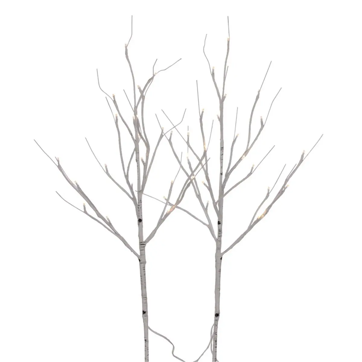 Vickerman 30 inches Copper Birch Branch String Lights Set - Warm White LED, Battery-Operated, Timer, Dry Battery Power, Alkaline-Compatible, 2 Connected Branches, 2 Pieces/Bag, 19 in. Lead Cord, Indoor/Sheltered Outdoor Christmas Decorations