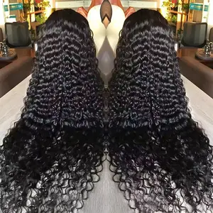 Deep Wave 13x6 HD Lace Front Human Hair Wig Brazilian Curly Wigs Human Hair For Black Women Pre Plucked Wet An Wavy Lace Frontal Wig 200% Density tiktokshopspringglowup