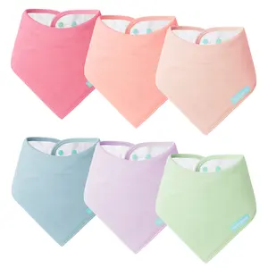 PurComfy Baby Bandana Drool Bibs 6-Pack Pastel Colors Super Soft & Absorbent for Boys Girls 100% Cotton Triangle Bibs for Drooling & Teething Comfortable for Newborns to 36 Months