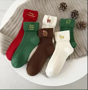 Christmas Cotton Socks – Warm Winter Casual Style with Embroidery