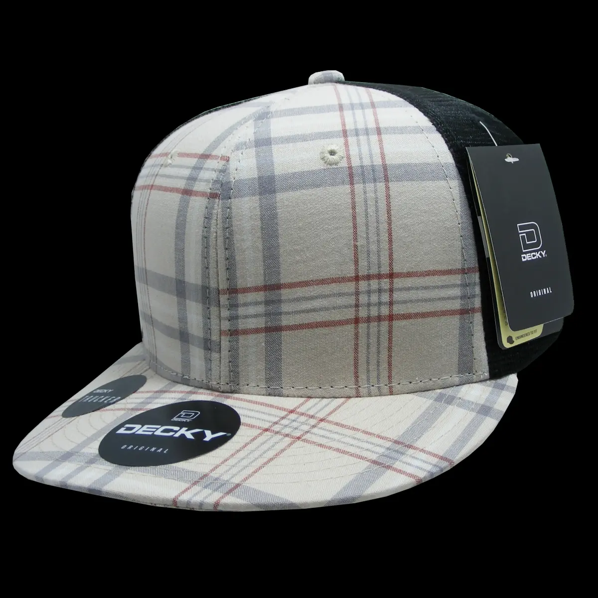 212 MAIN Vintage Crown Plaid Print Dog & Cat Classic Trucker Hat - 6016-134 6-Panel High-Profile Structured Cotton-Nylon Casual Black Snapback Hats, 134-Black, 1 Size Fits Most
