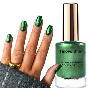 Tinovo Uno “Green Metallic Mirage” - 12ml Metallic Nail Polish, Royal Green Mirror Finish, Natural Quick-Drying, A Must-Have for Nail Art Enthusiasts, Fresh-Style Nail Polish, with Safe Ingredients Non-Damaging to Nails, Nail Products