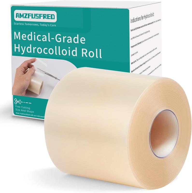 Amzfusfred Medical-Grade Hydrocolloid Bandage Roll Waterproof Flexible Hypoallergenic Latex-Free for Wound Care Secure Adhesion Semi-Transparent Comfortable Design Healthcare Aid