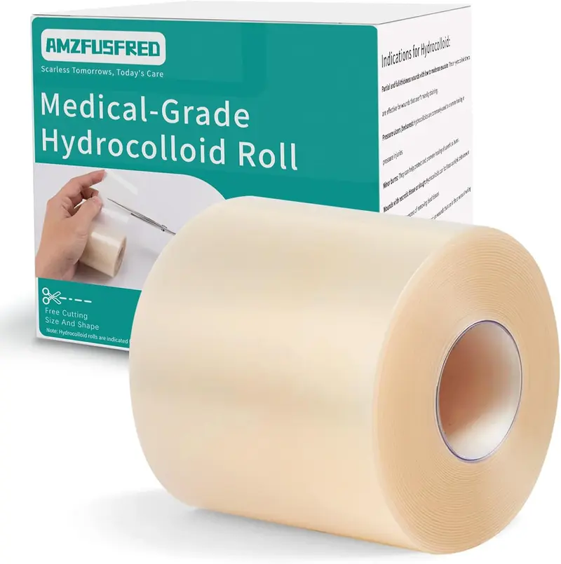 Amzfusfred Medical-Grade Hydrocolloid Bandage Roll Waterproof Flexible Hypoallergenic Latex-Free for Wound Care Secure Adhesion Semi-Transparent Comfortable Design Healthcare Aid