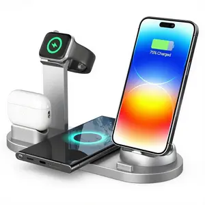 3 In 1 Wireless Charging Station Standard 15W Fast Charger Stand For IPhone 17 16 15 14 13 12 11 X 8 Pro Max/Pro/Mini/Plus, IWatch Ultra 10/9/8 7/6/5/4/3/2 SE, AirPods 4/3/2/Pro/pro2