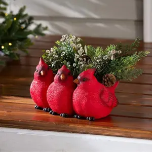 Artistic Bishop Bird Resin Statue Set, Outdoor Tabletop Decor, Perfect for New Year Garden and Home Display, Durability
