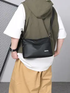 Men's Casual Solid Color Crossbody Bag, Lightweight Durable Shoulder Bag with Multiple Pockets, Versatile High-quality Daily Commuting Bag