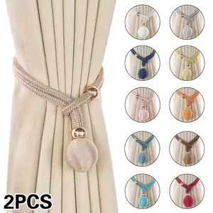 Adjustable Luxury French Round Ball Curtain Tiebacks, No Drilling Required, Elegant Home Decor for Bedroom Living Room Office, Interior Decoration Accessories, Home Textile