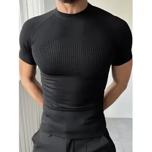 Summer Fitness Clothing, Sports Short Sleeved T-Shirt, Running Training Outfit, Cycling Quick Drying Breathable Tight Compression Top for Men