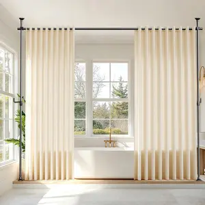 Seamless Room Divider Curtain Rod - No Drilling Space Partition Adjustable  Separator 4-10ft(H) 32-80inch(W) Heavy Duty Temporary Wall Divider Floor to Ceiling Tension Rod, Black
