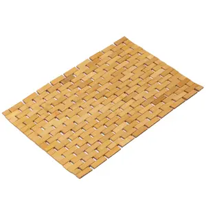 360 Stand Foldable Small Bamboo Bath Mat - Non-Slip, Natural, Waterproof, Quick-Drying, Lightweight Modern Bathroom Floor Mat for Showers, Bathtubs - Comfortable Home Decor Accessory