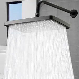 Luxurious 13-Inch Square Overhead Showerhead, High-Pressure Wall-Mounted Rain Showerhead, Easy Installation, Durable Plastic Construction