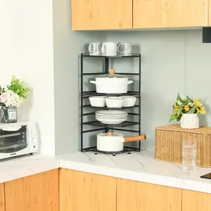 New 2-Pack Adjustable Corner Shelf Stands - Versatile Cabinet Organizer Racks - Maximize Kitchen & Pantry Space Effortless Height Adjustment Metal
