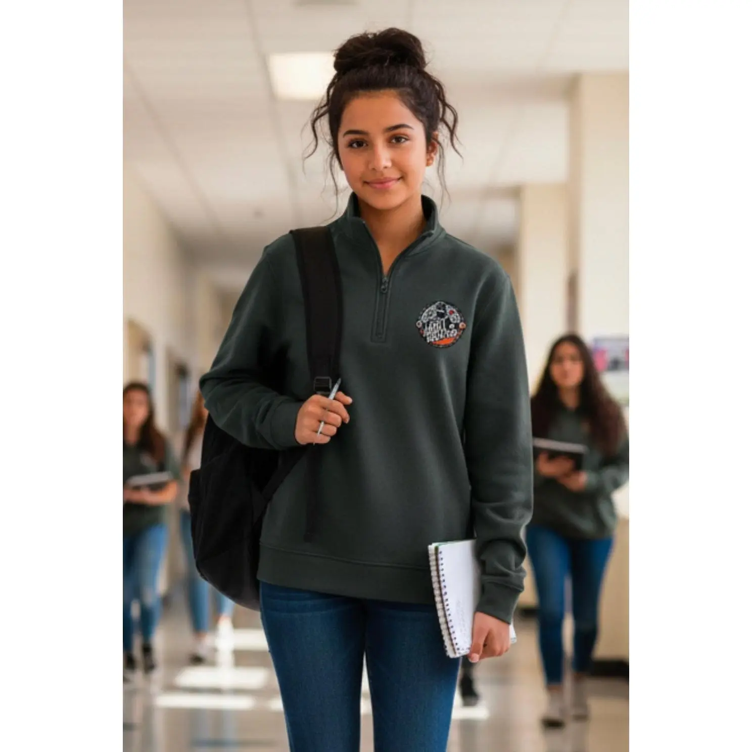 Quarter-Zip Pullover — Unisex Stretch Embroidered logo Sweater