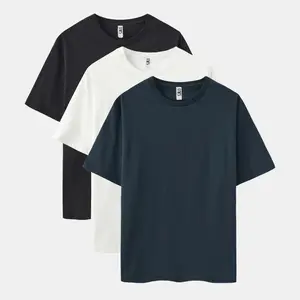 Men's 3-Pack Solid Short-Sleeve Round Neck T-Shirts - Black, White, Navy, Menswear Sports Casual Day Tops