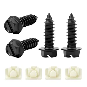4 Sets License Plate Screws - Stainless Steel Rustproof Fasteners, Universal Fit for Most Cars/Trucks/SUVs, Anti-Theft Design, Easy Installation for Front/Back License Plates