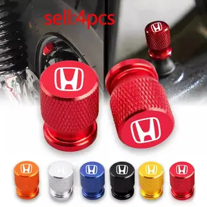 4pcs Emblem Car Wheel Tire Air Valve Cap Dust Cover, Airdust Waterproof, for Honda Civic Fit Jazz Accord Pilot Crv Odyssey Shuttle Hrv