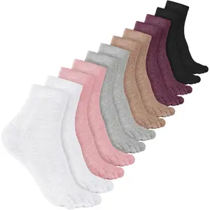 6 Pairs Women Toe Socks Cotton Breathable Compression Crew Five Toe Sock for Women Men Athletic Running
