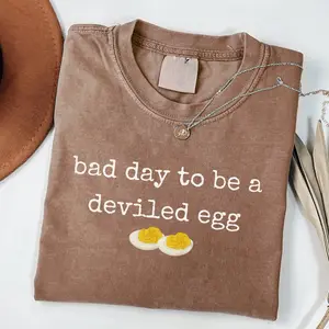 Bad Day To Be A Deviled Egg Shirt Comfort Color, Funny Thanksgiving Dinner T-Shirt, Sarcastic Friendsgiving Shirt, Food Humor Tee, Thanksgiving Outfit USA