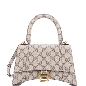Pre-owned GUCCI Canvas Coated Shoulder Bags x Balenciaga The Hacker Project Hourglass Top Handle Bag GG Coated Canvas Small by Rebag