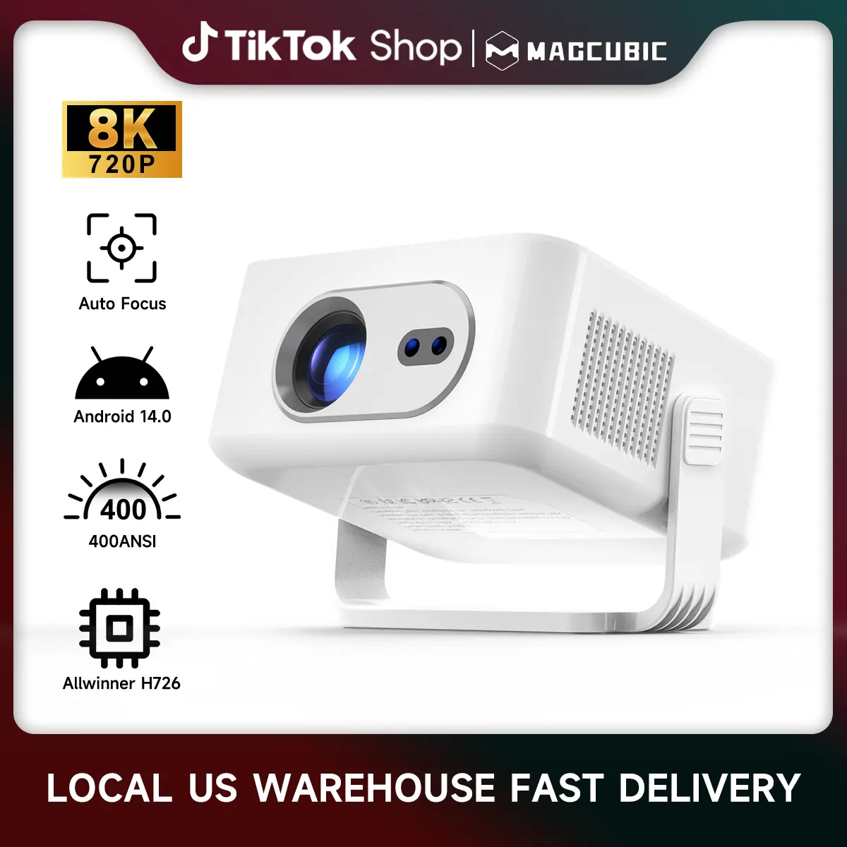 [US warehouse] Magcubic HY300MAX Projector Auto Focus Android 14 Allwinner H726 with Dual WiFi6 BT5.4 Auto Keystone HDR/HDR10+/HLG Built-in Speaker Portable Home Cinema Movie Outdoor Smart #SummerFinds #DealsForYouDays