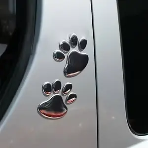 2 Piece Car Sticker Set, Cool Claw Design Window Bumper Body Decals, 3D Animal Dog Cat Footprint PVC Badges, Creative External Accessories, Vehicle Exterior Decoration