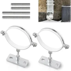 2 Sets 4 Inch Adjustable Heavy Duty Pipe Clamp Bracket, Wall Support Chimney Pipe Holder with Screw & Expansion Tube for Plastic Ventilation Drainage Chimney Tube