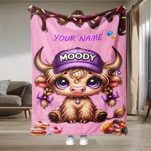 Custom Name Emotional Flannel Throw Blanket - Soft Blankets for Bedroom, Sofa & Bed, Personalized Gift for Birthdays, Pink Satin Ruffle Bedding Set with 1000-Thread-Count Silk Fitted King-Size Sheet, Throw Blankets