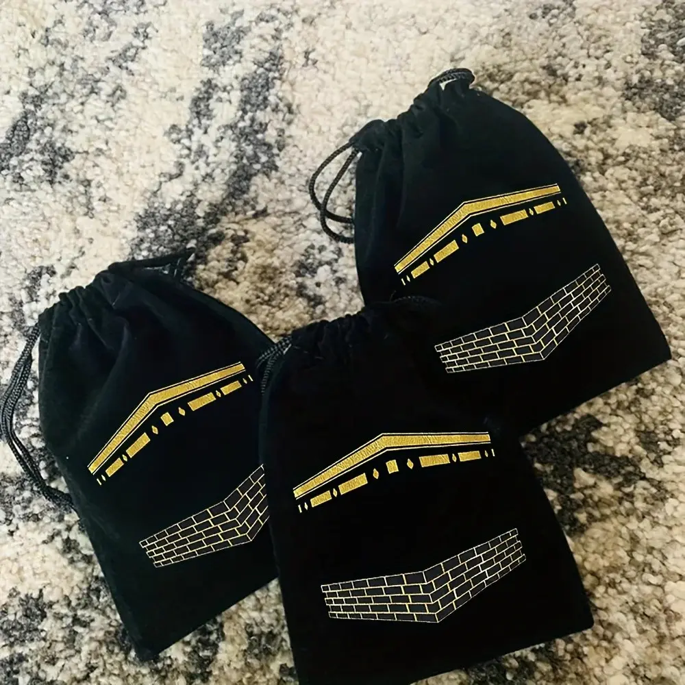 5 pieces black Drawstring Gift Bags hajj mubarak umrah mubarak Muslim Islamic happy Eid al-Adha Ramadan Kareem eid mubarak decoration hajj Congratulation keepsake celebration present thank you Welcome sign