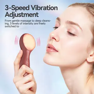 Seven Color Illuminated Skin Revitalizing Silicone Face Brush, Light Therapy, Heat Sensation, Sonic Wave Triple Effect, Deep Cleaning