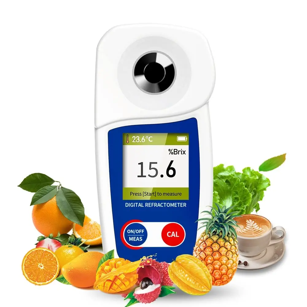 Digital Brix Refractometer with 0-55% Range, ±0.1% Accuracy | Automatic Temperature Compensation Brix Meter for Fruit Juice, Wine Making & Coffee