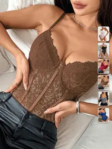 BLUELIFE Lace Bodysuit Backless Sheer Slimming Effect Romantic Date Night