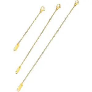 18k Gold Plated Necklace Extenders Delicate Necklace Extender Chain Set for Women 3 Piece Set, Extensions 2", 4", 6" Inches Hypoallergenic in Gold, Rose Gold, or Silver